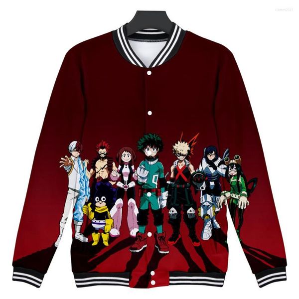 Sweats à capuche pour hommes impression 3D Boku No Hero Academia Baseball uniforme hommes Polyester mince veste mode décontracté Harajuku Streetwear