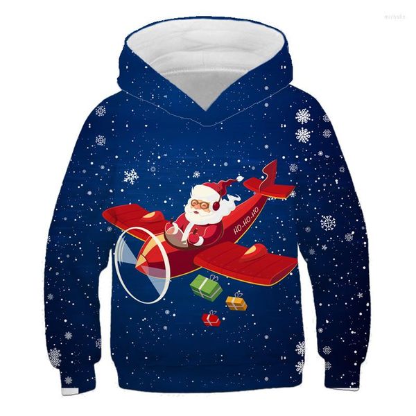 Sudaderas con capucha para hombre Impresión 3D Feliz Navidad Suéter para niños Adolescentes y estudiantes Imagen de Papá Noel Sudadera con capucha
