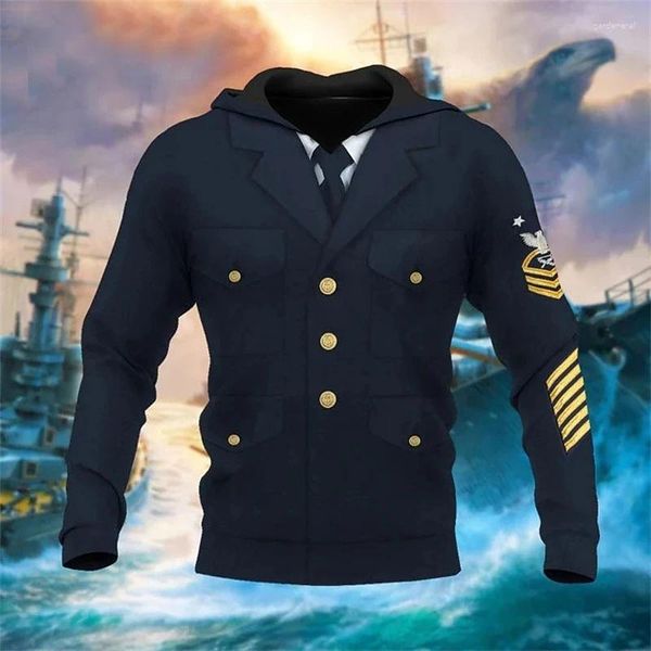 Sudaderas con capucha para hombre Impresión 3D Patrón de uniforme militar para hombres Tops Ropa deportiva de ocio diario Sudadera con estilo de personalización