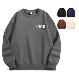 Sweats à capuche pour hommes 3D bouffée broderie Logo personnalisé unisexe surdimensionné doux col rond sweat de luxe marron à capuche pulls à col rond