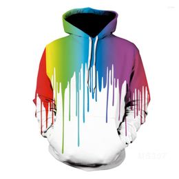 Heren Hoodies 3D Rainbow Men Women Fashion Drupps sweatshirts grappige olieverfdrukken bedrukte hoody