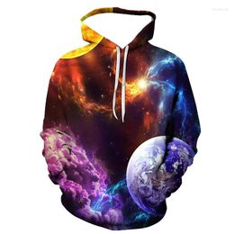 Sweats à capuche pour hommes 3D Star Universe Graphic Print Hip Hop pour hommes garçon à capuche pulls décontractés automne printemps surdimensionné hauts vêtements