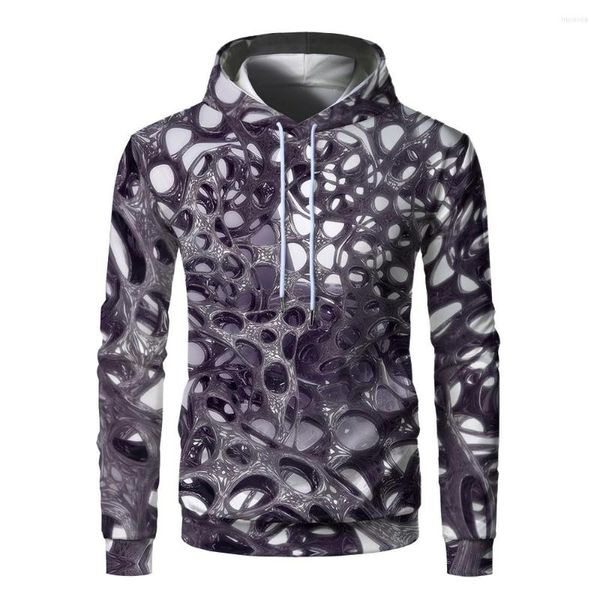 Sudaderas con capucha para hombre Sudadera con capucha de malla tridimensional 3D Top púrpura Chaqueta de moda cálida de invierno XXL-XXXL