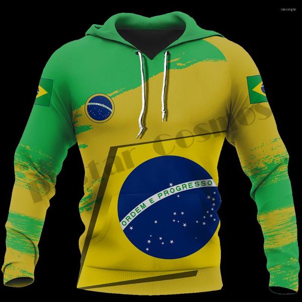 Sudaderas con capucha para hombre 3DPrint Est Brasil Country Flag Art Unique Men / Women Cozy Hrajuku Casual Streetwear Hoodies / Zip / Sweatshirt -3