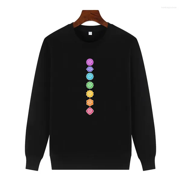 Sudaderas con capucha para hombre, 7 chakras, meditación espiritual, budismo Zen Om, sudaderas con gráficos energéticos, Sudadera con capucha de cuello redondo, suéter grueso, ropa