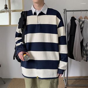 Herenhoodies 897504629 Heren Geel Wit Gestreept Vintage Polo Dun Casual 2023 Hoodie Lange mouw Zomer Lente Heren Oversized