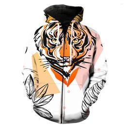 Heren Hoodies Samenvatting Animal Tiger Eyes Heren Zipper Hoodie Oversized unisex sweatshirts streetwear hiphop grappig 3D gedrukt lang gedrukt