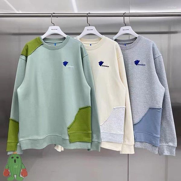 Sudaderas con capucha para hombre Sudadera Ader Costura de parche Diseño de etiqueta pequeña Sentido Pareja Sudadera con cuello redondo suelta