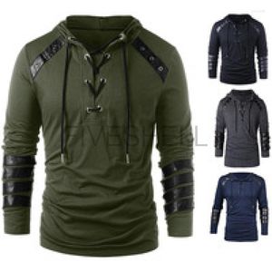 Sudaderas con capucha para hombres Adultos Hombres Camiseta medieval Gótico Steampunk Sudadera con cordones Jersey de manga larga Camiseta con capucha Camisas de Halloween Tops Chemise