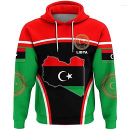 Sweats à capuche masculins Afrique country libya swetshirts graphiques décontractés boyy drapeau carte dashiki pour hommes vêtements National Emblem Tracksuit Top