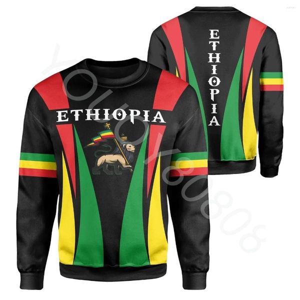 Sudaderas con capucha para hombre Ropa africana Etíope Judah Lion Sudadera con cuello redondo - Estilo triple Suéter informal Vintage Harajuku Ropa Chaqueta