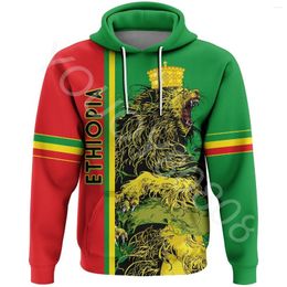 Sudaderas con capucha para hombre Ropa africana Sudadera con capucha etíope Estilo de temporada - Corona de león Suéter rojo verde Impresión 3D Chaqueta deportiva informal