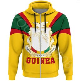 Sweats à capuche pour hommes Sweat à capuche avec drapeau de la région africaine Casual Street Harajuku Imprimé en 3D - Style Guinée Zip Fangs