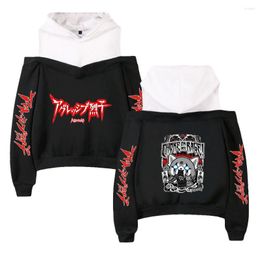 Sweats à capuche pour hommes Aggretsuko Femme Hors Épaule Sweat-shirt Femme Pull Harajuku Streetwear 2022 Dessin animé américain Vêtements drôles