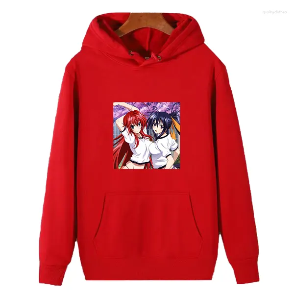 Hommes Hoodies Akeno Himejima Rias Gremory Lycée Anime Hentai Fille Graphique À Capuche Chemise Épais Pull À Capuche Polaire