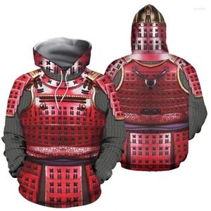 Sweats à capuche pour hommes partout Samurai Armour 3D Graphique pour hommes Vêtements Sweats-shirts à capuche de haute qualité à manches longues décontractées