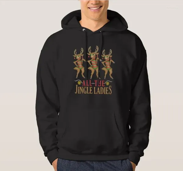 Sweats à capuche pour hommes All The Jingle Ladies Funny Renne Noël Unisexe Pull à capuche Coton Confortable Décontracté Hommes Noël Streetwear