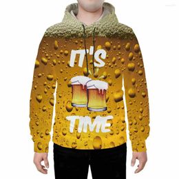 Heren Hoodies Amazon Fashion 2023 European en American Clothing Beer Liquid Copy 3 D Gedrukte Baggy Pullof