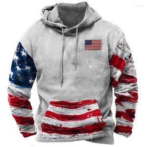 Heren Hoodies AMERIKAANSE VLAG 3D Gedrukt 2024 Harajuku USA Hooded Sweatshirts Men Men kleding met lange mouwen streetwear casual persoonlijkheid oversized