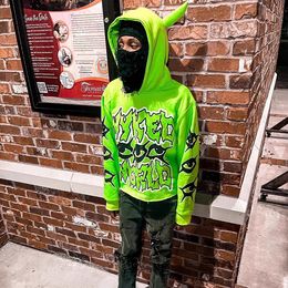 Herenhoodies Amerikaanse hiphop gepersonaliseerde mode Graffiti Letter bedrukt sweatshirt met capuchon voor mannen en vrouwen Casual Retro Punk-paar