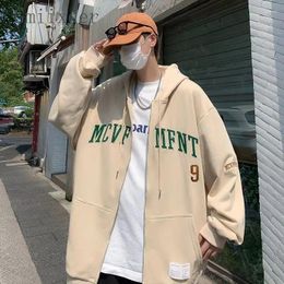 Sweat-shirt à capuche rétro américain American Retro Retro Spring Automne Cardigan Oversize Korean Style High Street Trendy Youth Zipper Veste chic