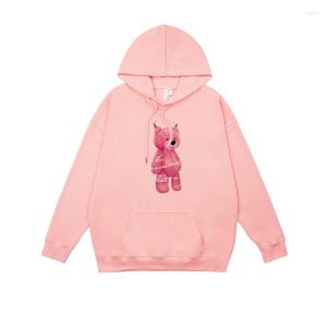 Heren Hoodies American Style Hip-Hop Bear Reflective Print Hooded Sweater Sweater Street Fashion Brand Losse Oversize Couple PULOL