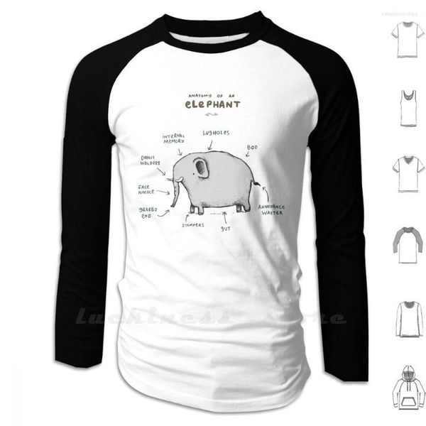 Sweat à capuche pour homme anatomie d'un éléphant à capuche à manches longues flump drôle stupide mignon enfants anniversaire cuisine animal de compagnie