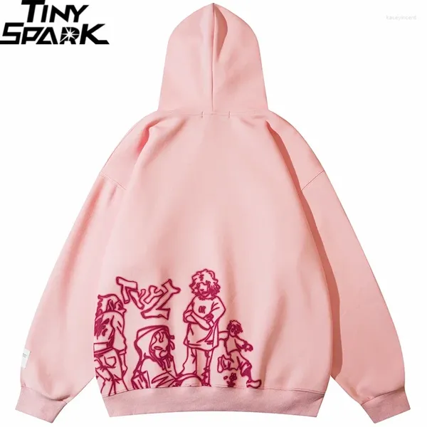 Sudaderas con capucha para hombre y mujer, suéter con estampado divertido de dibujos animados, ropa de calle Harajuku de Anime a la moda, Hip-hop Y2K, suéter rosa para otoño