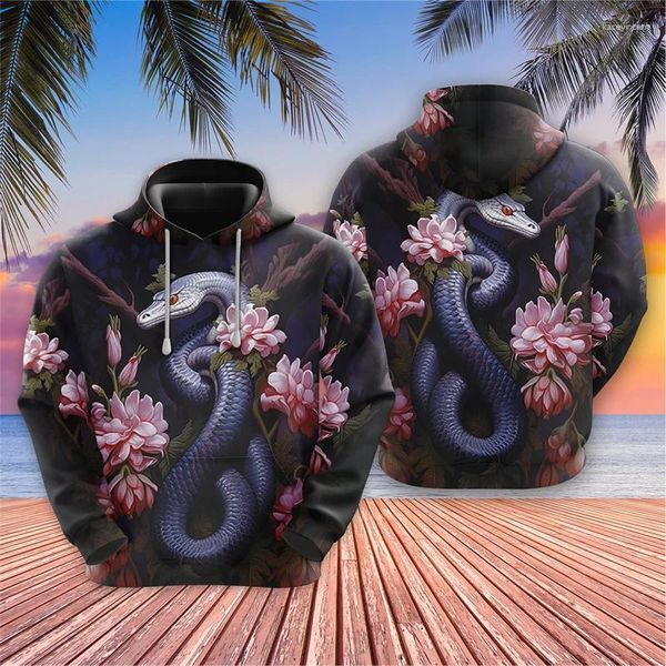 Sweats à capuche pour hommes Animal Naja Sweatshirts graphiques Goth Snake 3D Imprimé pour hommes Vêtements décontractés Hip Hop Boy Pullovers Horror Y2K Tops à capuche