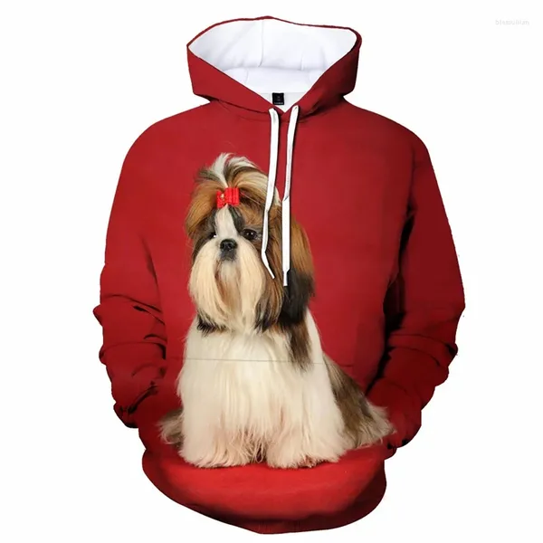 Sweat à capuche pour hommes Animal Shih tzu Dog Hoodie Men 3D Print Just Pets Kids Sweethirt Cool Long Street Street Oversize Top Vêtements