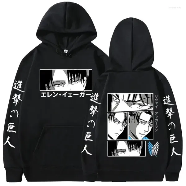 Sweats à capuche pour hommes Anime Attack On Titan Graphic Manga Shingeki No Kyojin Levi Ackerman Sweats à capuche Casual Cosplay Pulls Unisexe