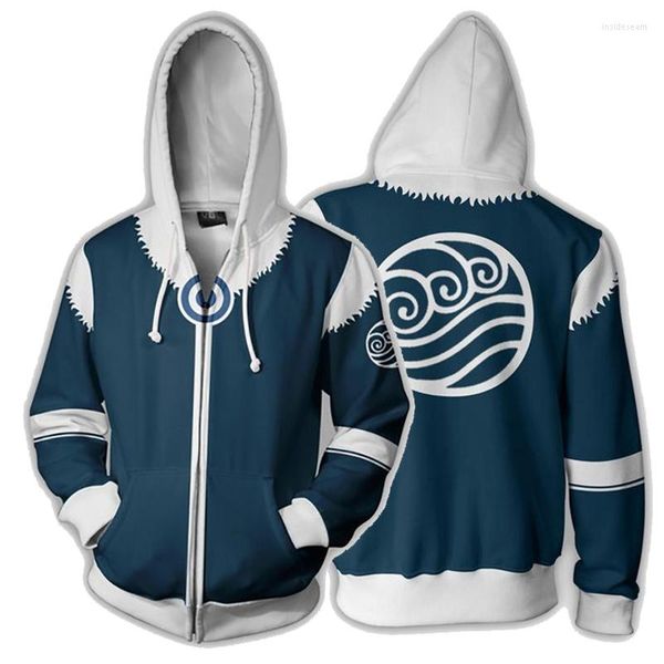 Sweats à capuche pour hommes Anime Avatar le dernier maître de l'air 3D imprimé hommes femmes mode sweat à capuche zippé Harajuku Cosplay veste streetwear