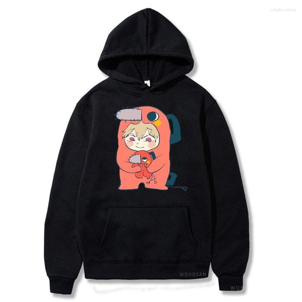 Sweats à capuche pour hommes Anime tronçonneuse homme hommes femmes Denji Pochita mignon dessin animé hauts pullover décontracté à manches longues noir sweats à capuche homme