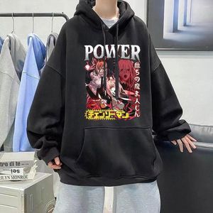 Heren Hoodies Anime Chainsaw Man Power Aesthetic paar Grafische capuchon Sweatshirts Men Vrouwen Oversized hoodie Harajuku Streetwear