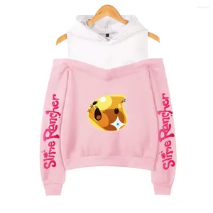 Sweats à capuche pour hommes Anime Vêtements Slime Rancher Femmes Hors Épaule Sweat Y2K Fille Pull Harajuku Streetwear Simulation Jeu Pull