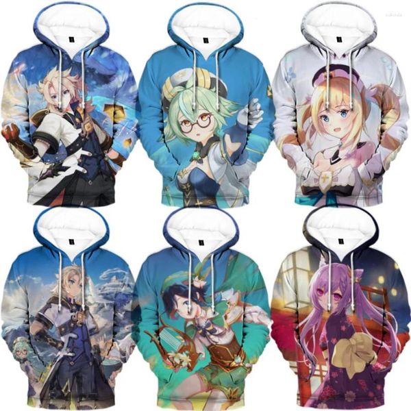 Sweats à capuche pour hommes Anime Genshin Impact Sweat à capuche de cosplay Hip Hop Graphic Sweatshirts Harajuku Survêtement Poleron Hombre Streetwear Vêtements surdimensionnés