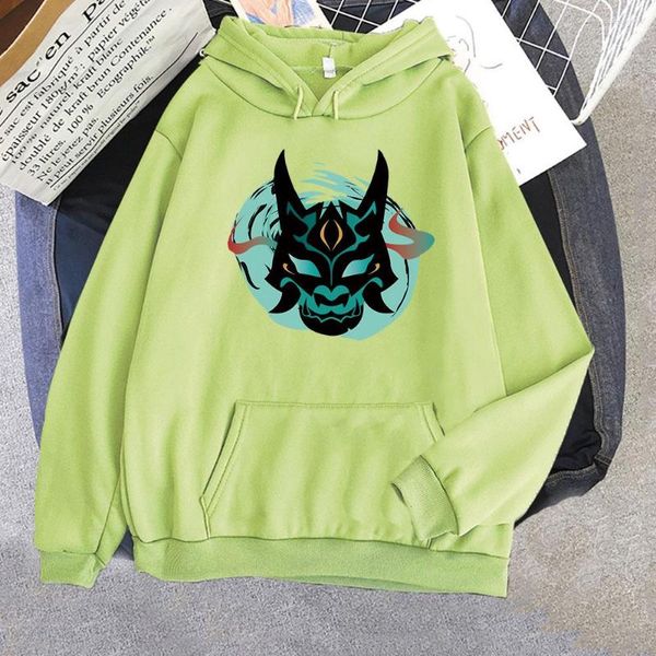 Sudaderas con capucha de Anime Genshin Impact Xiao Mask, Sudadera con capucha para hombre y mujer, jersey de gran tamaño de invierno con estampado de dibujos animados a la moda