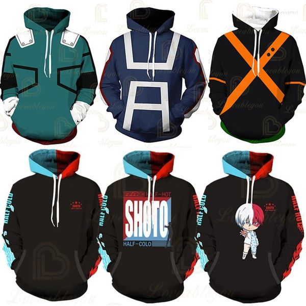 Sweats à capuche pour hommes Anime Hero Academia Sweats à fermeture éclair Bakugou Todoroki Hommes Femmes Cosplay Costume Vestes