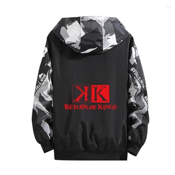 Sweats à capuche pour hommes Anime K Sweat à capuche cosplay Homra Print Zipper Tops Splicing Coat Summer Sport Black Camouflage Thin Jacket No Blood Bone Ash