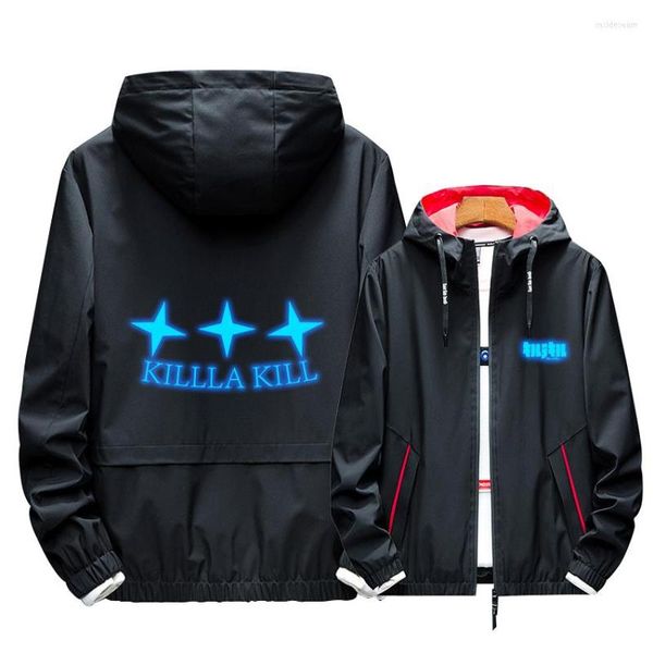 Sudaderas con capucha para hombre Anime KILL La Role Kiryuuin Satsuki Cosplay Sudadera con capucha Cremallera estampada Noctilucente Moda Casual Verano Protector solar Chaqueta deportiva