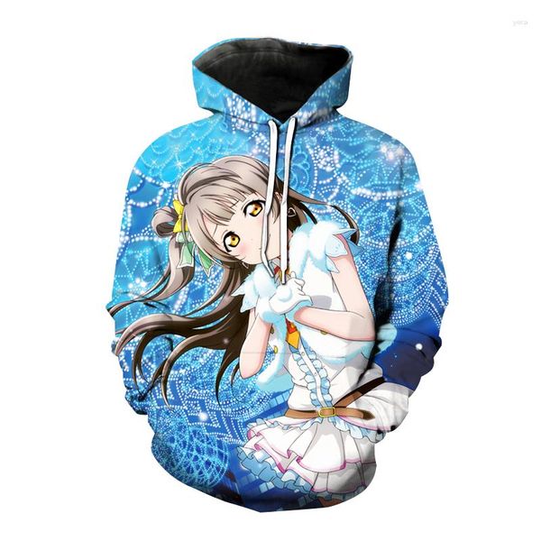 Sweats à capuche pour hommes Anime Love Live 3D imprimé Kawaii Sexy fille sweat hommes femmes mode pull Harajuku sweat à capuche surdimensionné unisexe