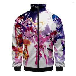 Heren Hoodies Anime Sailormoon 3D Print Stand Kraag Men Women Sweatshirts Zip Warme trainingspakken Harajuku Fleece Autumn Zip-Up Clothing