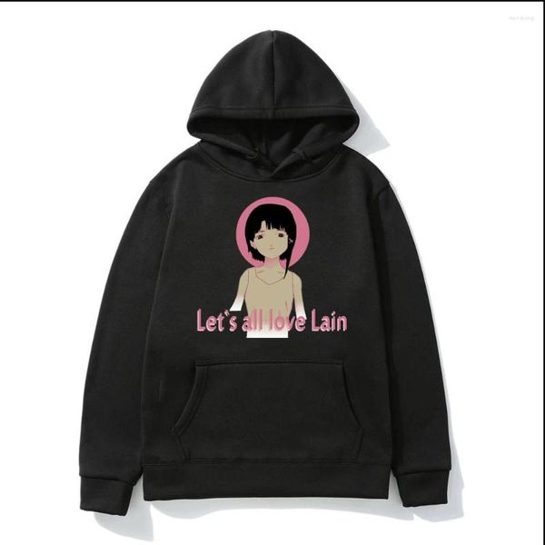 Sudaderas con capucha para hombre Anime Serial Experiments Lain Hoodie Gráfico de mujer de gran tamaño Iwakura Manga Girl Sci Fi Sudadera con capucha Fleece Pullover