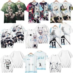 Sweat à capuche masculine Anime Shirakami Fubuki 3D T-shirt Men Femmes Fashion Summer Soule Short Tshirt Graphic Streetwear Cosplay Costume 2024