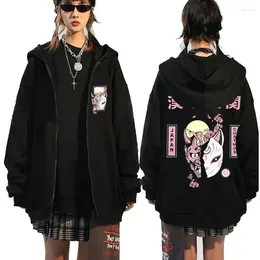 Herenhoodies Anime Sweatshirt Hannya Masker Rits Hoodie Futuristisch Kitsune Zip Up Jacket Streetwear Unisex Manga