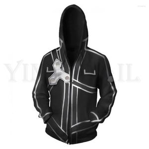 Mannen Hoodies Anime Sword Art Online Hoodie Mannen En Vrouwen Rits Asuna 3d Print Capuchon Voor Jongens Harajuku streetwear Cosplay