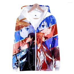 Sudaderas con capucha de Anime Sword Art Online SAO 3D con cremallera para hombres y mujeres, ropa de calle Harajuku, sudadera, ropa de moda de gran tamaño