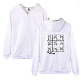 Sweats à capuche pour hommes Anime Tabbes 2D Zipper Sweatshirt Warm Long Sleeve Hooded Outwear Clothes