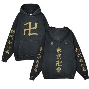 Herren Hoodies Anime Tokyo Revengers Washed Sweatshirts Männer Frauen Casual Langarm Pullover Tops Baumwolle Übergroße Streetwear Hoodie