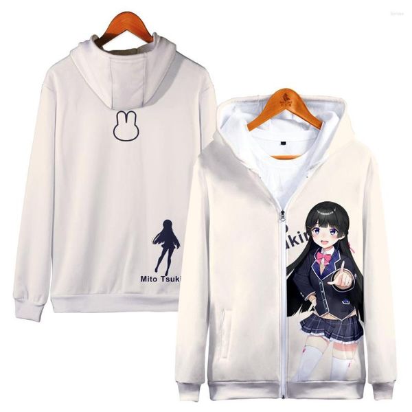 Sweats à capuche pour hommes Anime Tsukino Mito sweat à capuche zippé Streetwear Zipper Trucksuit Cosplay Harajuku sweat pour vêtements unisexes